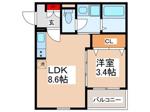 F＋ｓｔｙｌｅ大蓮北２号館の物件間取画像